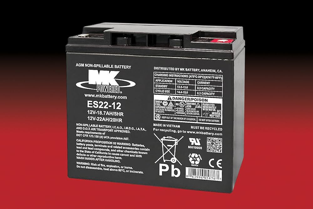 Mk Battery 12 Volt 22 AH Sealed Lead Acid for Scooter Stairlift or Hoist