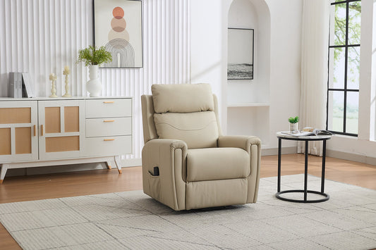 Fauteuil inclinable releveur Brooklyn GFA double moteur en cuir véritable haut de gamme marron et crème