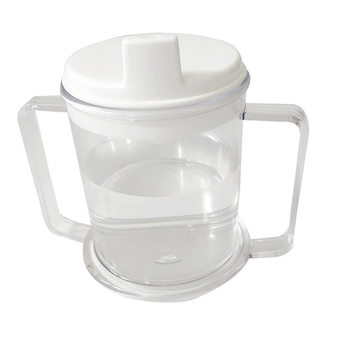 Able2 Plastic Drinking Mug Beaker Cup With Lid & Handles Elderly Disabled Drink Heavy Duty PR65616
