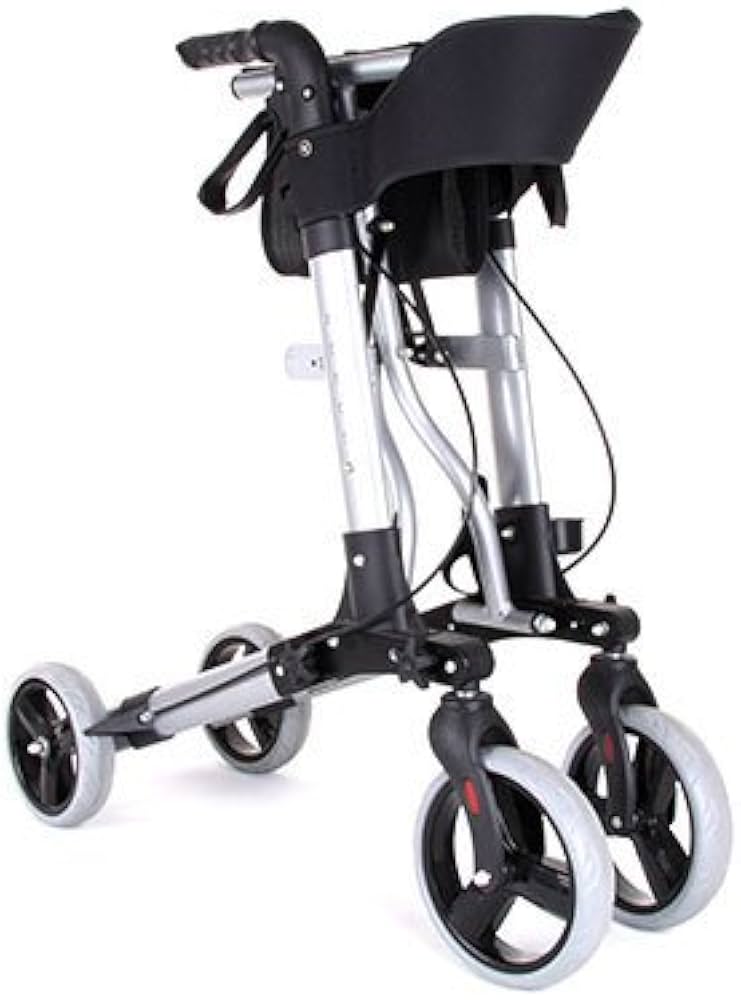 Roma Medical Silver Aluminium Super Lightweight Luxury Folding City 4 wheel Walker Rollator with Seat 2465