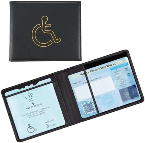 Genuine Real Full Leather Disabled Parking Badge Clock Display Wallet Holder Quality Made UK