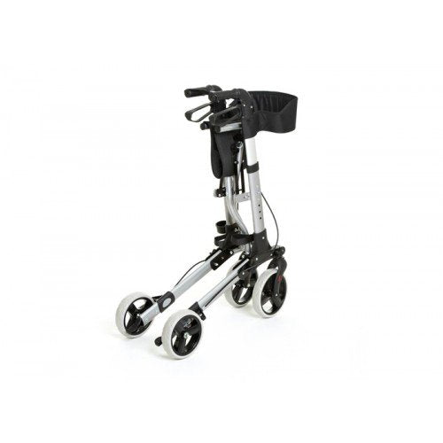Roma Medical Silver Aluminium Super Lightweight Luxury Folding City 4 wheel Walker Rollator with Seat 2465