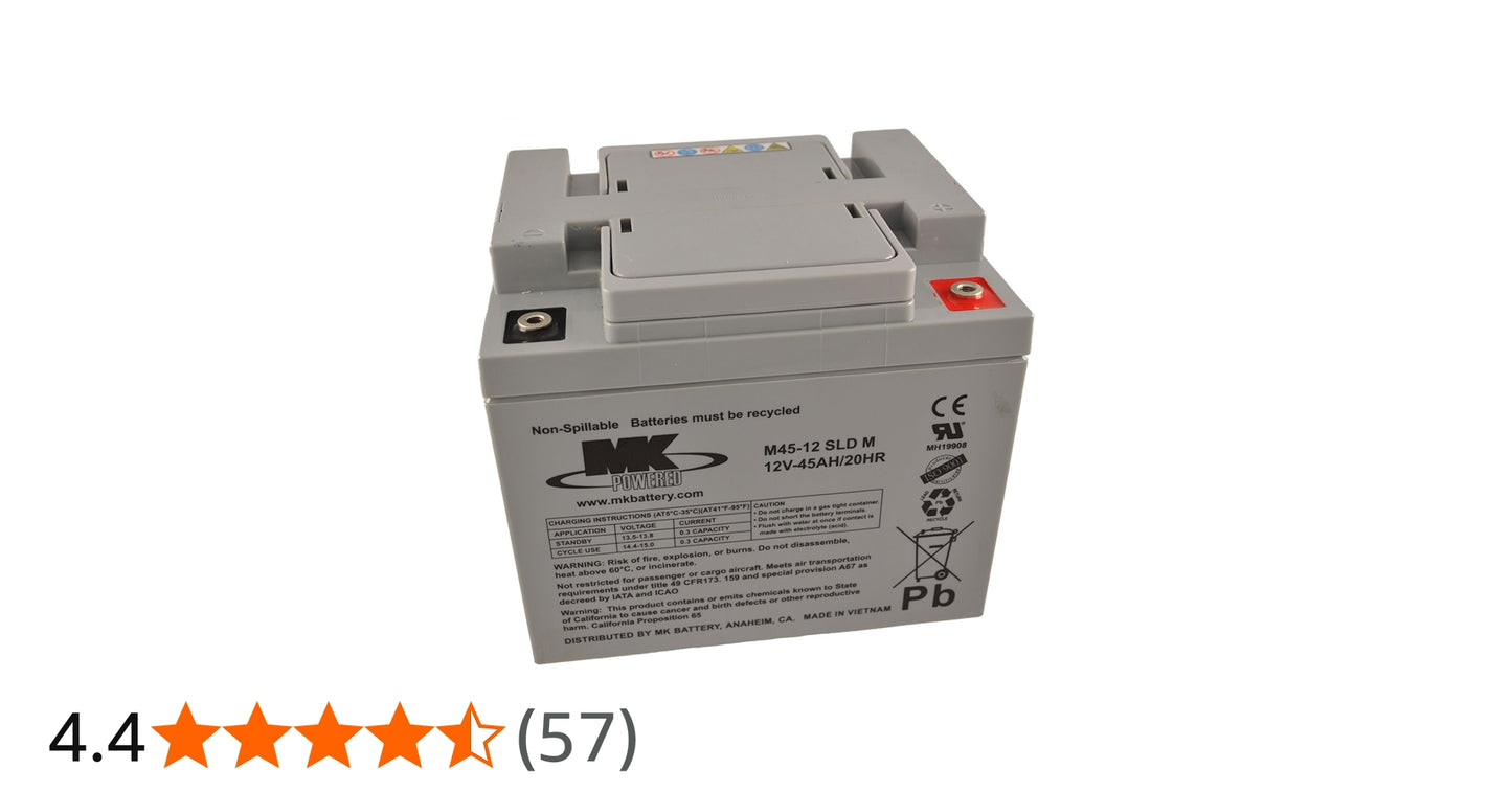 MK 12 Volt 45 AH SLA Sealed Lead Acid Battery for Hoists Scooters
