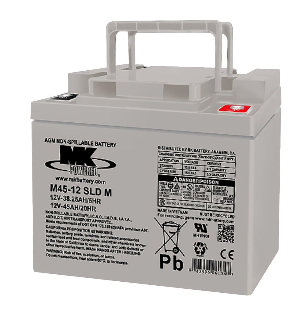 MK 12 Volt 45 AH SLA Sealed Lead Acid Battery for Hoists Scooters