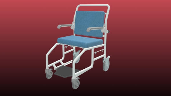 MC8000 Portman Porter Hospital Transport Chair Wheelchair Standard Seers Medical Sky Blue Vinyl