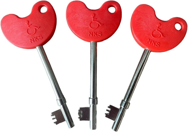 NRS NKS Red Metal Sturdy Radar Door Lock Key Disabled Toilet Bathroom Changing Places Access Key National Key Scheme