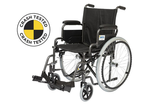 Alerta Self Propelling Large Wheel Wheelchair Black ALT-1300 Crash Tested Transport