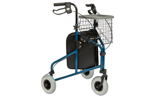 Déambulateur à 3 roues léger Alerta Blue avec panier, plateau et sac ALT-RO14