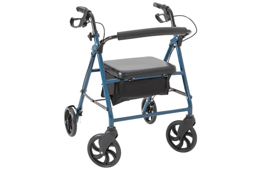 Déambulateur-rollator à quatre roues avec dossier solide Alerta Blue 4 ALT-R002