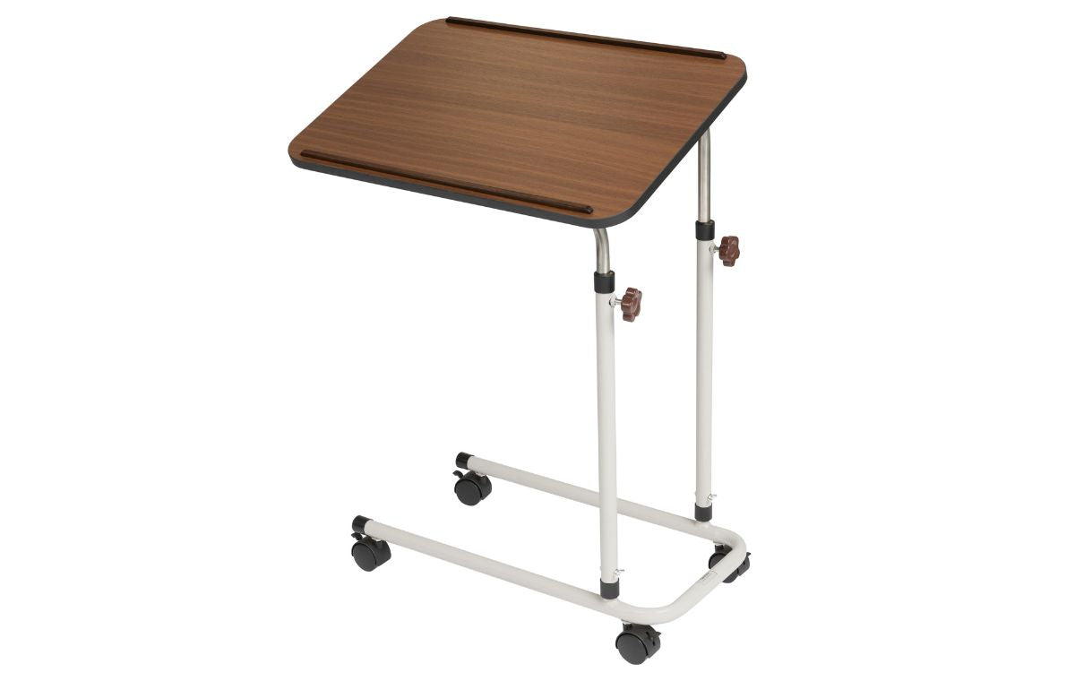 Alerta Walnut Oak Adjustable Over Under Bed Table 4 or no castors ALT 751