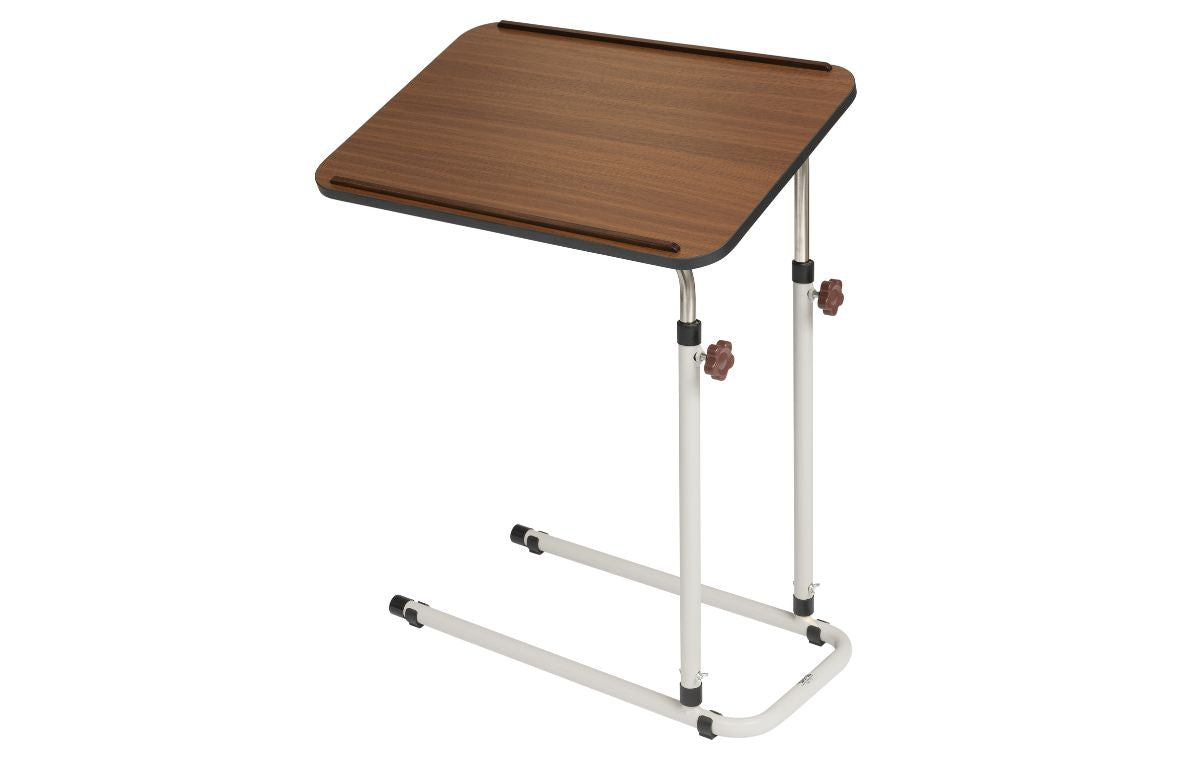 Alerta Walnut Oak Adjustable Over Under Bed Table 4 or no castors ALT 751