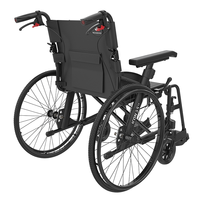 Rehasense Self Propelled 35 Icon LX Transit 16" 18" Wheelchair Black Blue  RWL35D2BKC  RWL35D4BKC