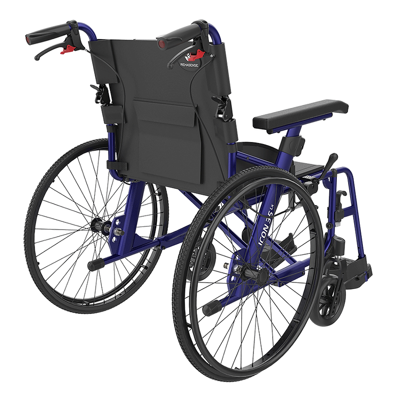 Rehasense Self Propelled 35 Icon LX Transit 16" 18" Wheelchair Black Blue  RWL35D2BKC  RWL35D4BKC