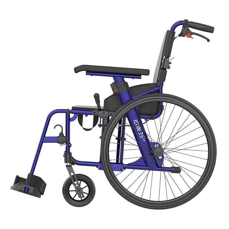 Rehasense Self Propelled 35 Icon LX Transit 16" 18" Wheelchair Black Blue  RWL35D2BKC  RWL35D4BKC