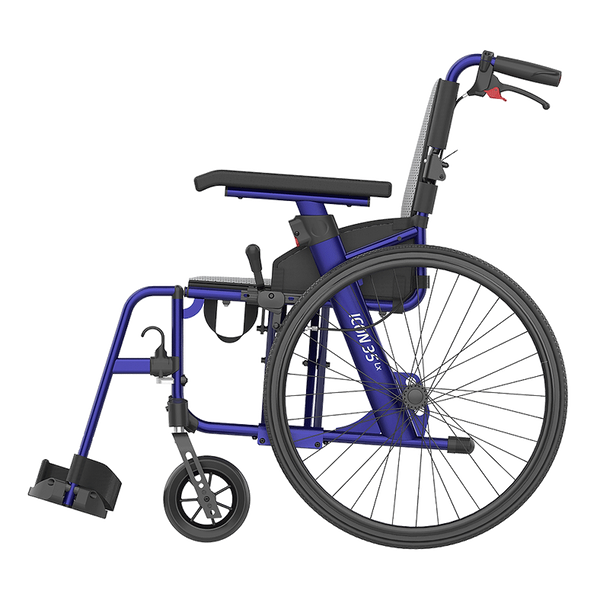 Rehasense Self Propelled 35 Icon LX Transit 16" 18" Wheelchair Black Blue  RWL35D2BKC  RWL35D4BKC