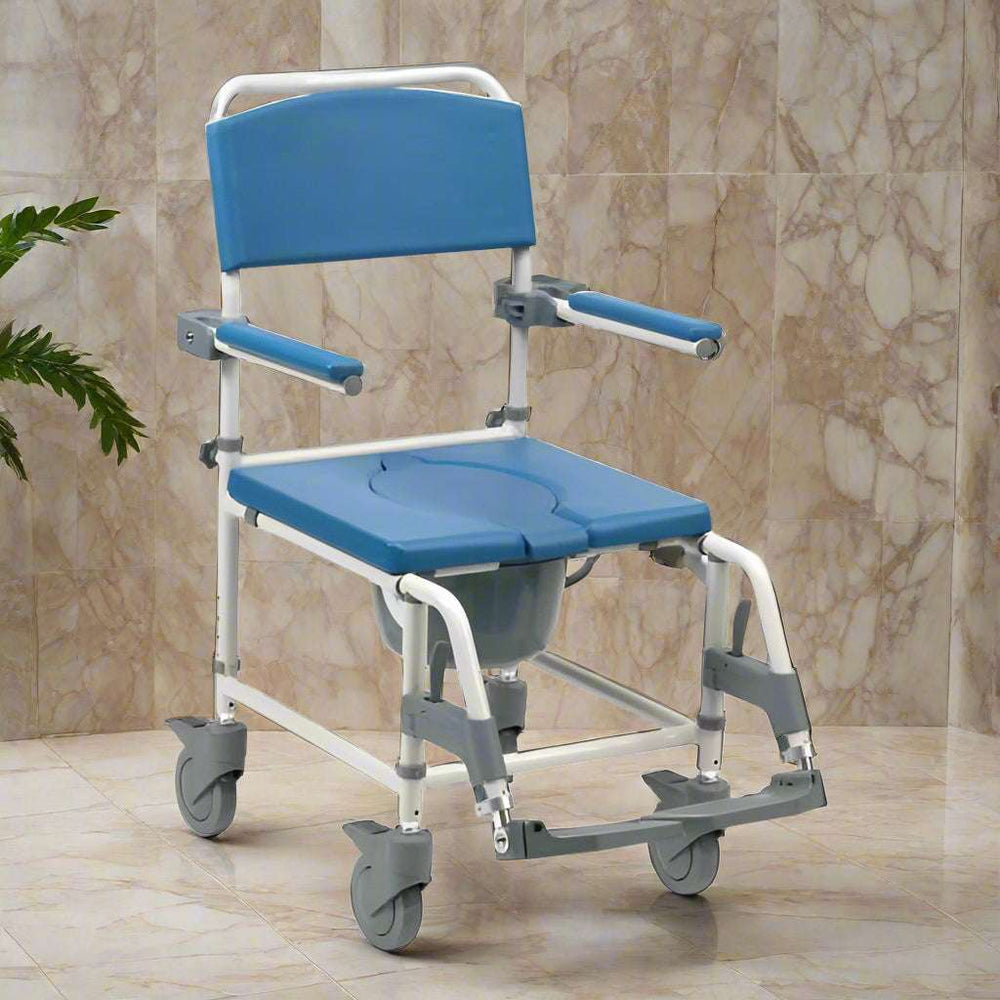 Drive Devilbiss Heavy Duty Aston Mobile Aluminium Shower Chair Commode Wheeled Self Propel or Transit Easy Clean