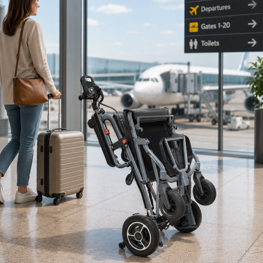 LWALPCGH Astrolite Power Chair Powerchair Drive Devilbiss Super Lightweight Folding Lithium Battery Transport Car boot Aeroplane Travel