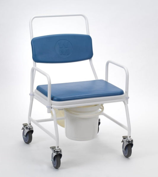 Chaise percée roulante bariatrique robuste et large Birstall Belgrave Mobile 195 Litres, grand pot 14 Litres