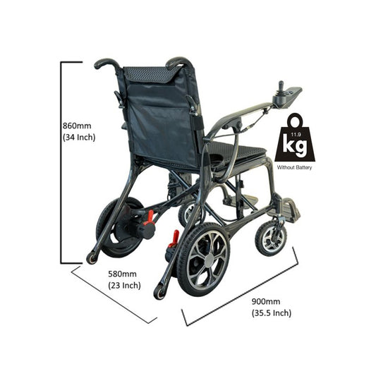 Fauteuil roulant électrique R Healthcare Dash Carbon Pro à batterie