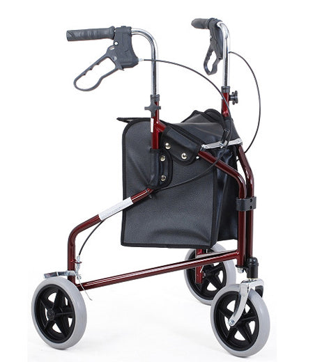 Roma Medical Tri 3 Wheel with Bag Triwalker Walking Aid Chrome Blue Burgundy 2320