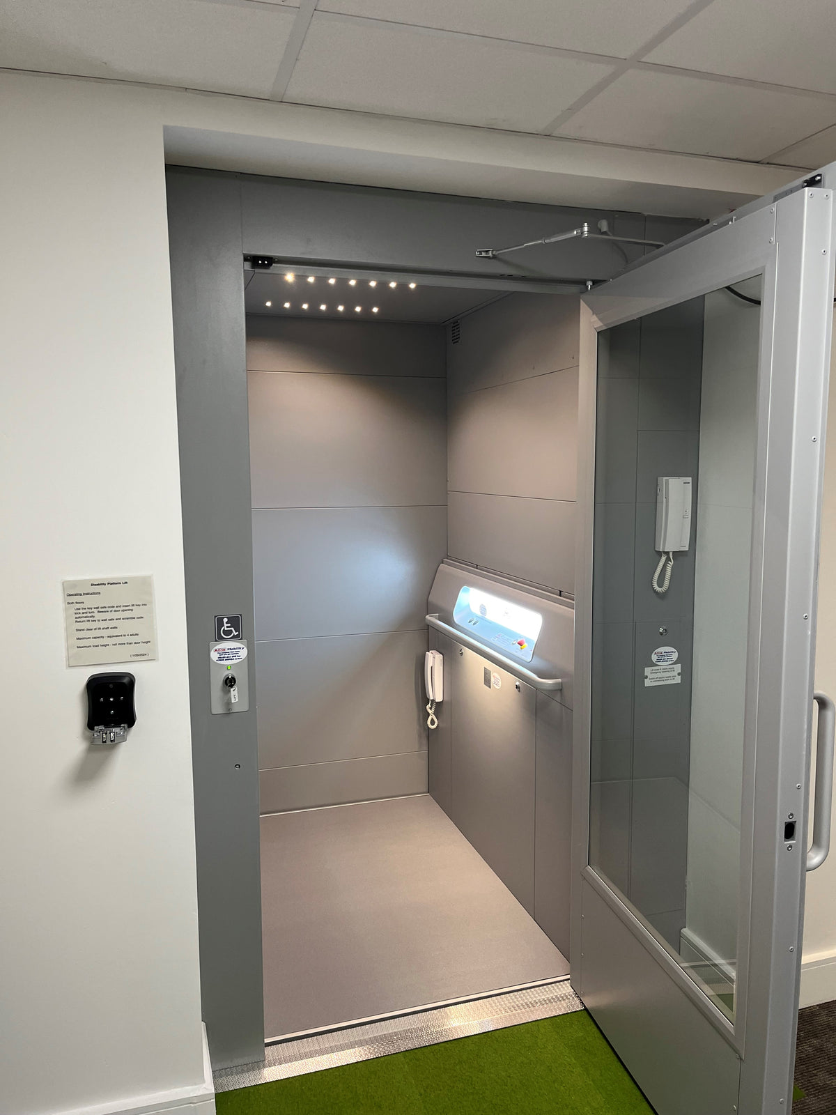 New Aline Gartec Aritco 3 Floor Public Access Lift Installation at Hope Church SE England