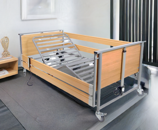 Lit simple réglable de type hospitalier Harvest Healthcare Woburn pour usage domestique, avec ou sans barres latérales - HLBC791.02TVC SR