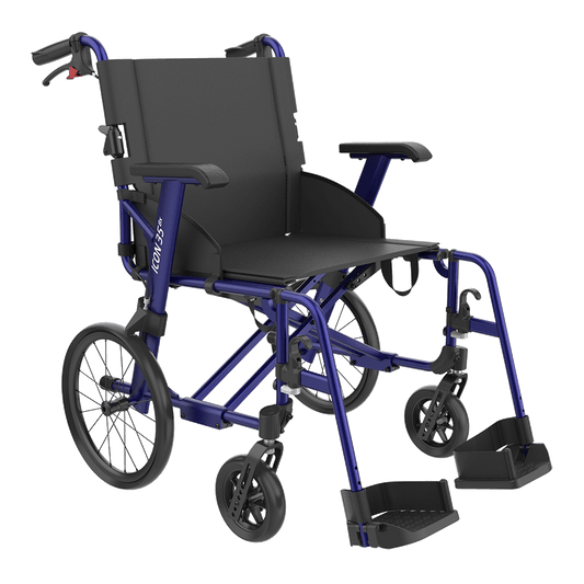 Fauteuil roulant de transit léger Rehasense Icon 35BX 16" 18" RWB35D Noir ou Bleu foncé