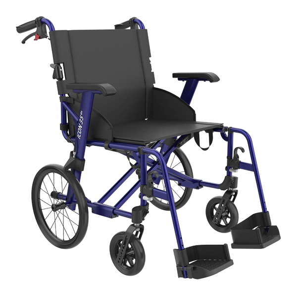 Rehasense Icon 35BX Lightweight Transit Wheelchair 16" 18" RWB35D Black or Dark Blue