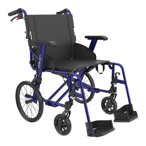 Rehasense Icon 35BX Lightweight Transit Wheelchair 16" 18" RWB35D Black or Dark Blue