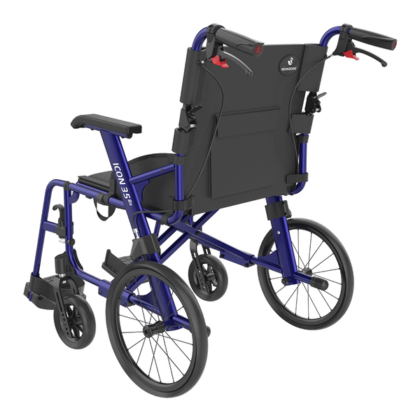 Rehasense Icon 35BX Lightweight Transit Wheelchair 16" 18" RWB35D Black or Dark Blue