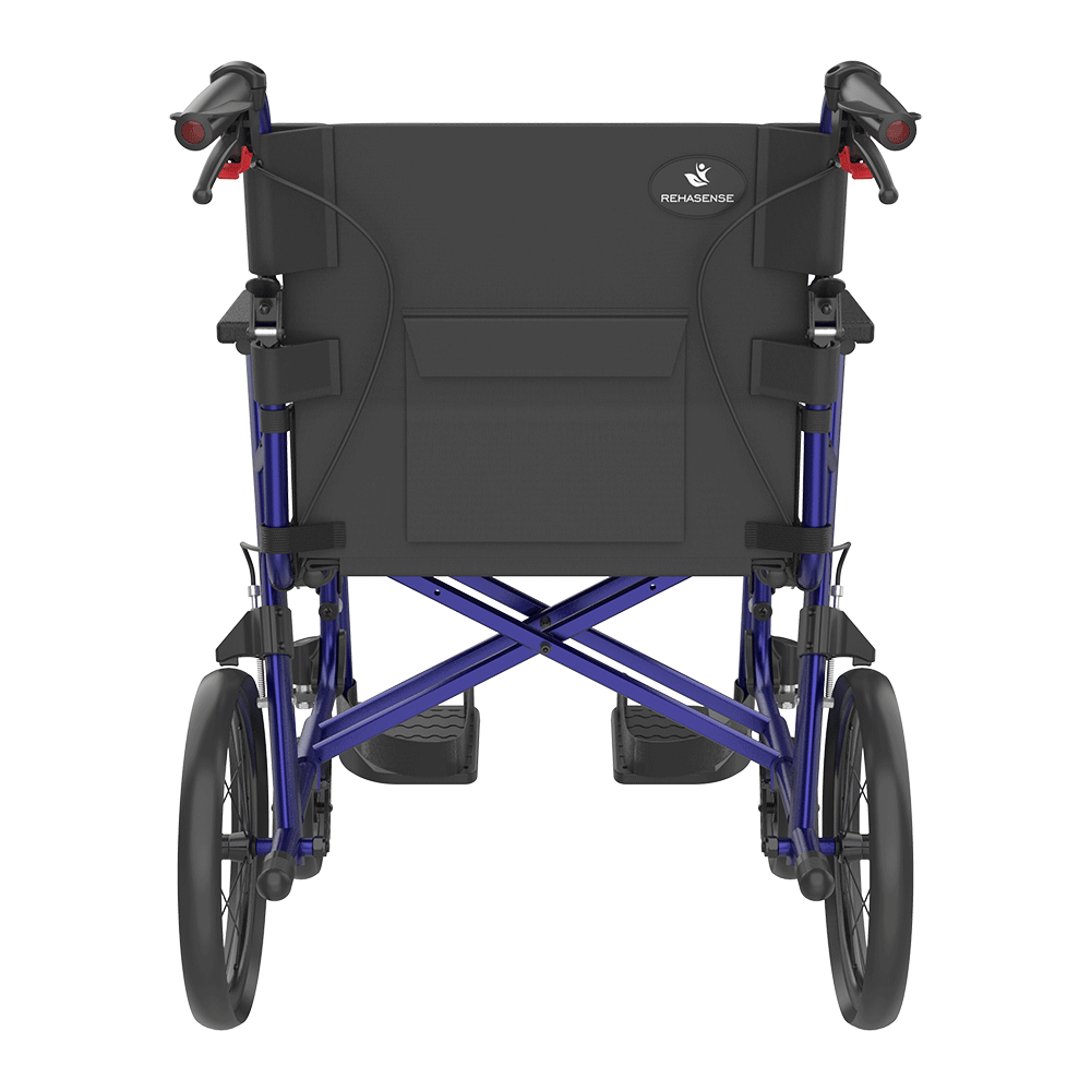 Rehasense Icon 35BX Lightweight Transit Wheelchair 16" 18" RWB35D Black or Dark Blue