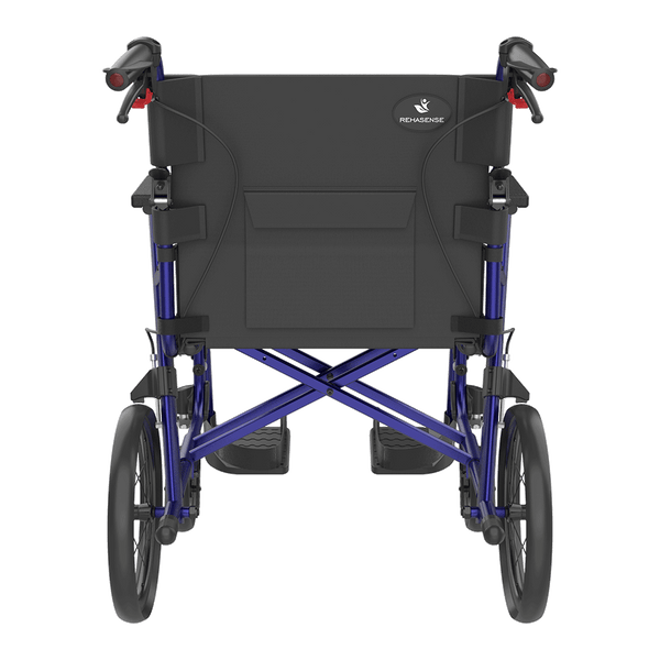 Rehasense Icon 35BX Lightweight Transit Wheelchair 16" 18" RWB35D Black or Dark Blue