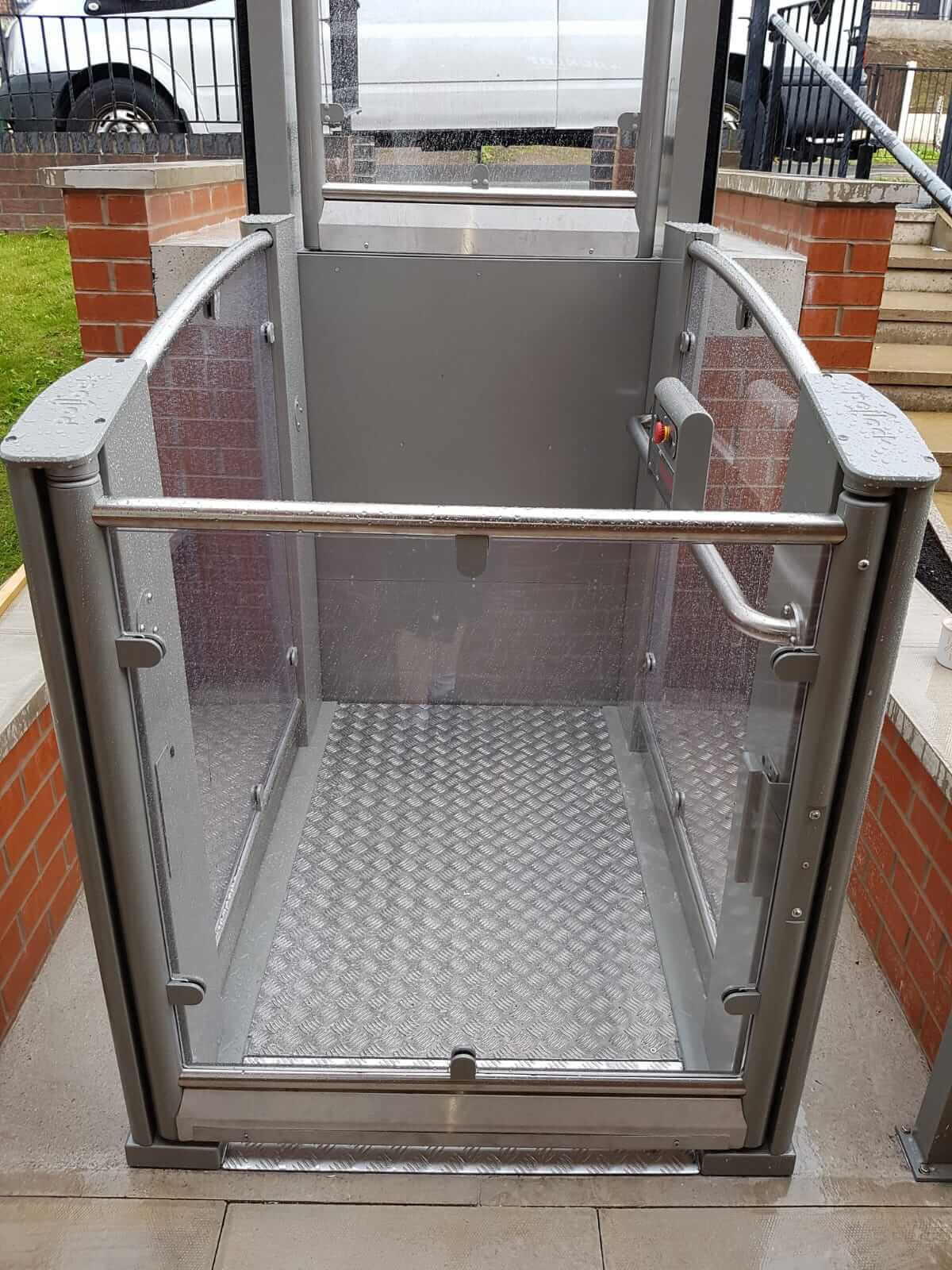 New outside 2 Metre Pollock Steplift Installation in Bolton, Lancashire