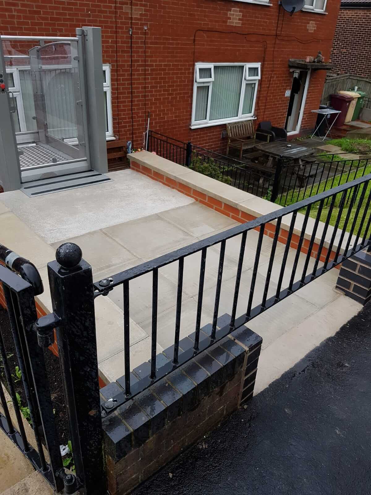 New outside 2 Metre Pollock Steplift Installation in Bolton, Lancashire