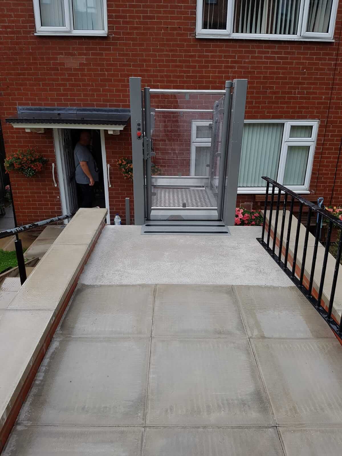New outside 2 Metre Pollock Steplift Installation in Bolton, Lancashire