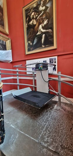 Lancaster Museum Aline Handicare Curved Platform Wheelchair Lift Installation in Listed Building