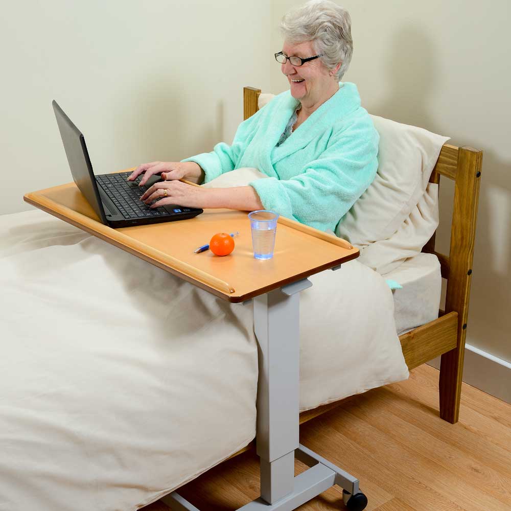 NRS N43541 Easylift Home Care Gas Lift Tilt Lever Over Bed Over Chair Table With 4 Wheels