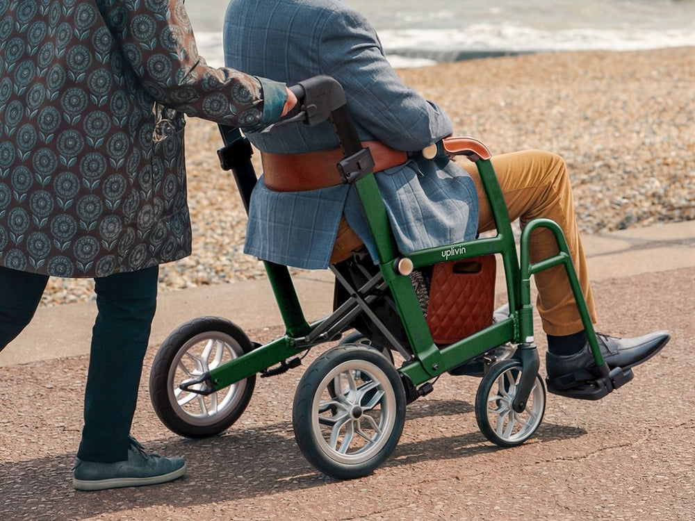 Uplivin Glide 2 in 1 Rollator Green or Black Walker with Seat To Wheelchair folding Lightweight PR32220 PR32221