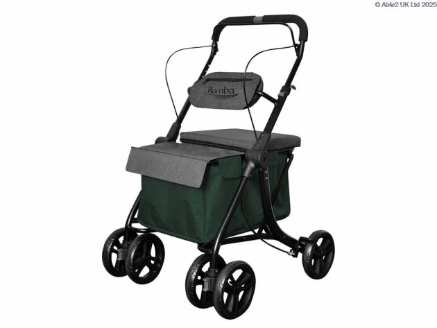 Able 2 Rumba Deluxe Shopping Trolley Seat Tilts Grey Green Red PR30259