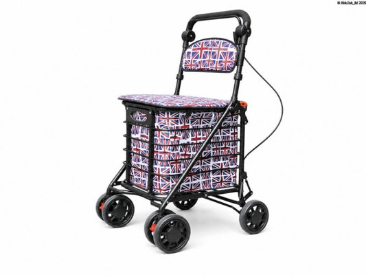 Able 2 Tango Robust Frame Folding Shopping Trolley Walker with Seat 4 wheel PR30262 Union Jack or Others