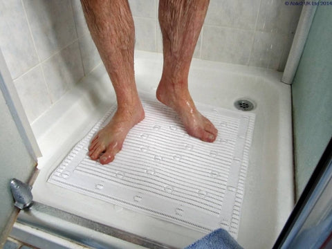 Able2 StayPut Soft Feel Anti-Slip Shower Mat Square None Slip White Blue 51 x 51cm PR45121