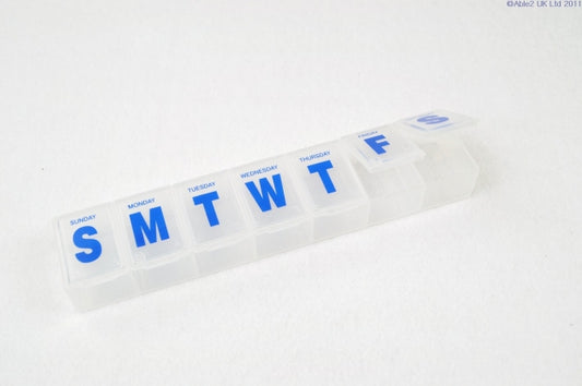 7 Day Week Extra Large Pill Box Big Compartments Lids Large Letters PR61430 Able 2