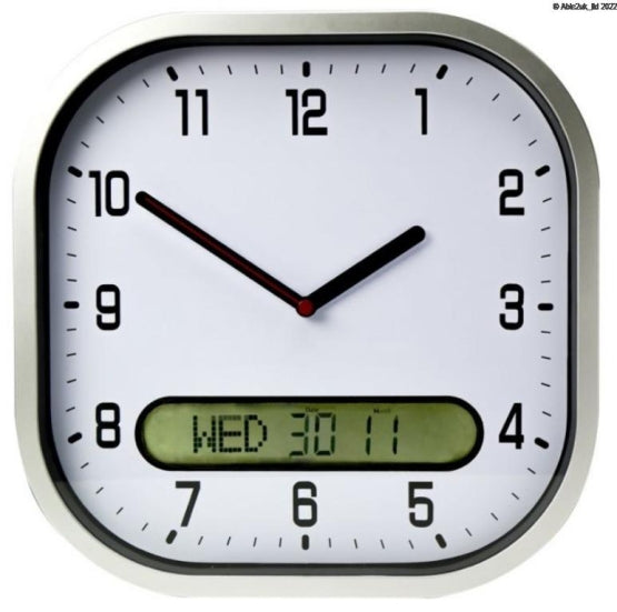 Able2 High Contrast Yellow White Large Easy To See Elderly 30cm Day Date Wall Clock PR70106