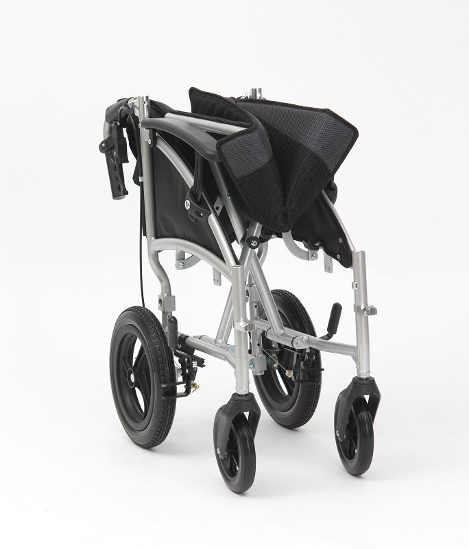 Drive Devilbiss Phantom Transit Padded Attendant Control Lightweight Folding Transport Wheelchair LPHWCTS19SIL Silver 19" Seat