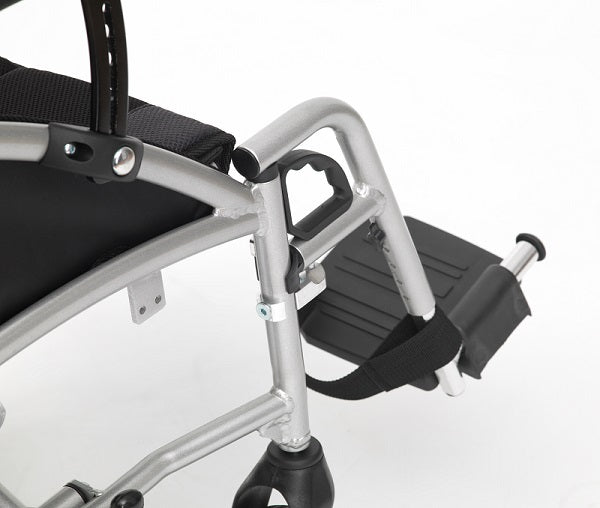 Drive Devilbiss Phantom Transit Padded Attendant Control Lightweight Folding Transport Wheelchair LPHWCTS19SIL Silver 19" Seat