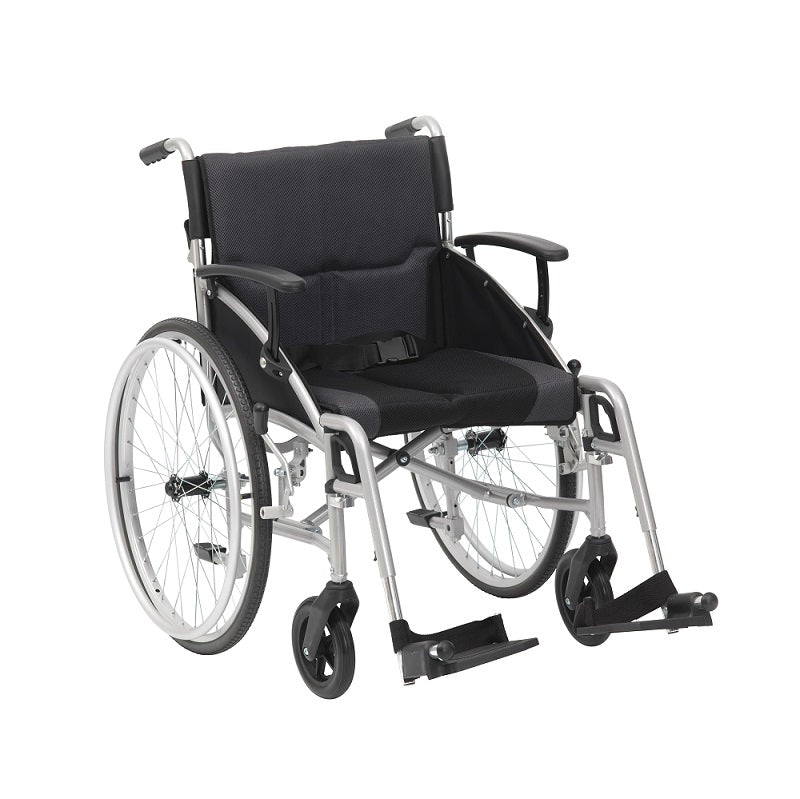 Drive DeVilbiss Phantom 19" Seat Self Propelling Large Wheels Padded Lightweight Folding Wheelchair Adjustable Arms LPHWCSP19SIL