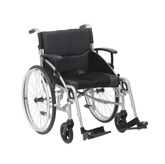 Drive DeVilbiss Phantom 19" Seat Self Propelling Large Wheels Padded Lightweight Folding Wheelchair Adjustable Arms LPHWCSP19SIL