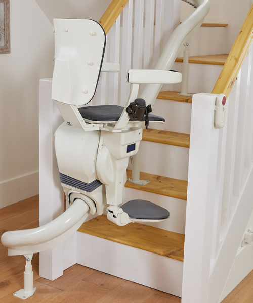Platinum One or Two Curved Stairlift Standard or Heavy Duty Reconditioned or New Narrow Spiral Staircases Ergo Small Seat