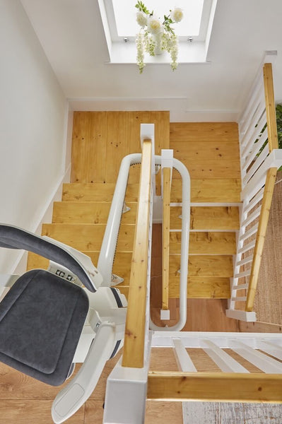 Platinum One or Two Curved Stairlift Standard or Heavy Duty Reconditioned or New Narrow Spiral Staircases Ergo Small Seat