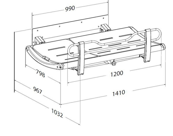 R8435313301 Pressalit Fixed Height SCT 3000 Shower Changing Table Bench Grey Length 1410mm Including Safety Rail